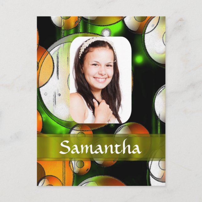 Circular abstract photo template postcard (Front)