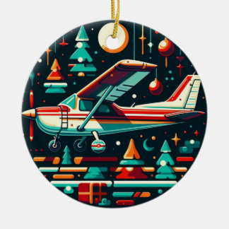 Circular Airplane Cessna Classic Ceramic Ornament
