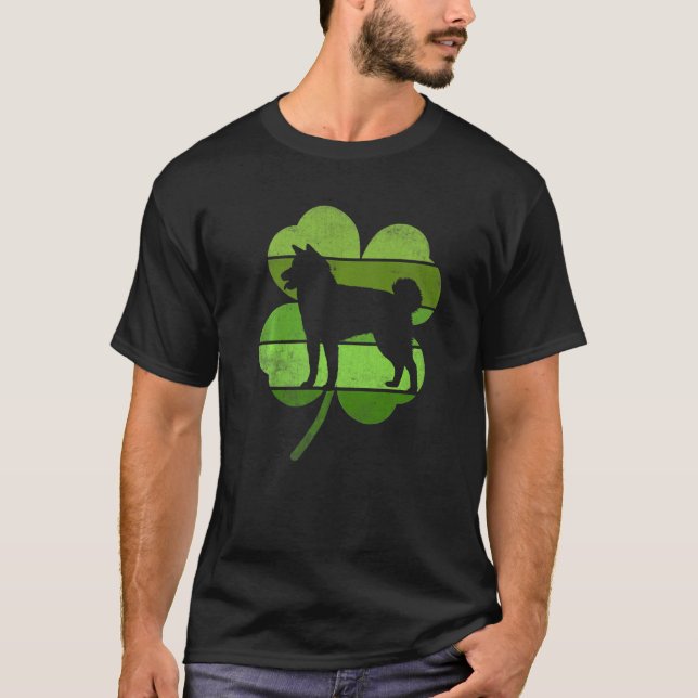 Circular Akita Irish Shamrock Dog St Patrick's Day T-Shirt (Front)