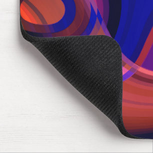 Circular and curved shapes in royal blue to copper mouse pad