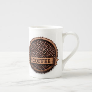 Circular Arrangement of Coffee Beans Bone China Mug