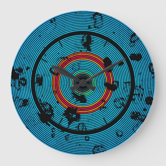 Circular Blue Abstract Pattern Large Clock (Front)