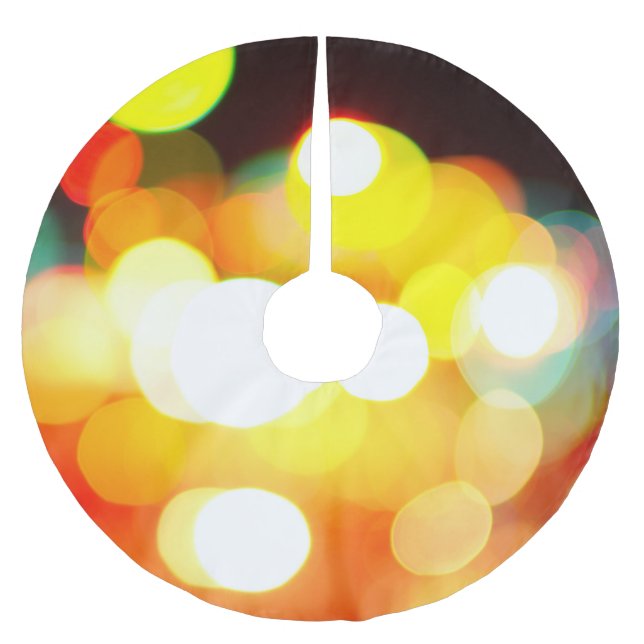 Circular Bokeh: Christmas Light Abstract Brushed Polyester Tree Skirt (Front)