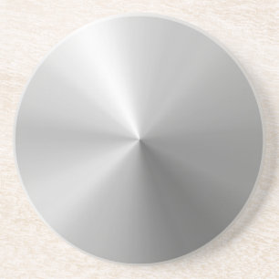 Circular Brushed Aluminium Textured Coaster
