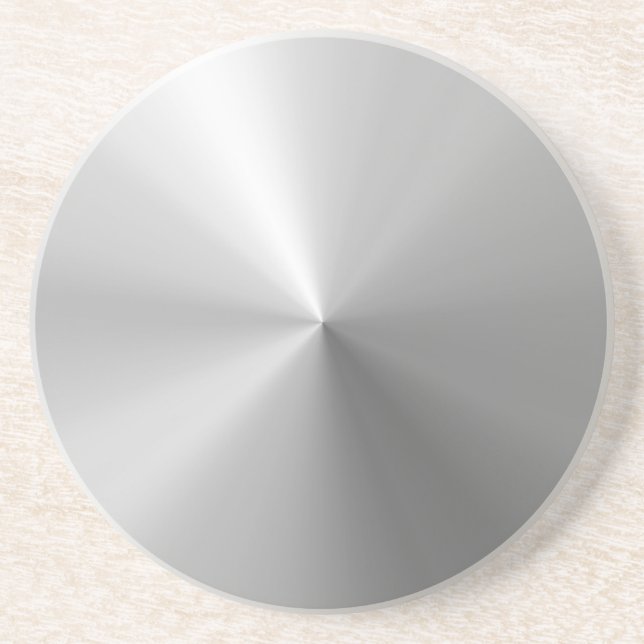 Circular Brushed Aluminium Textured Coaster (Front)