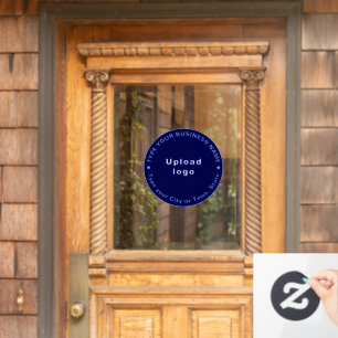 Circular Business Brand Texts on Blue Window Cling