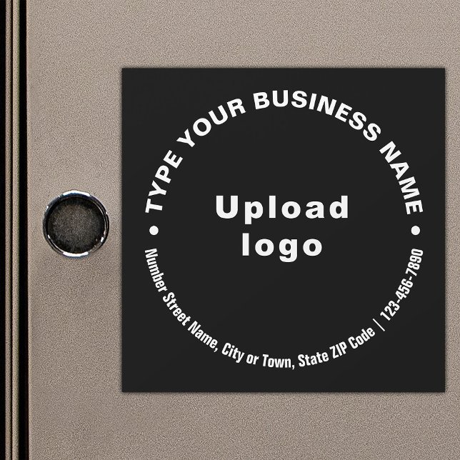 Circular Business Texts on Black Magnetic Card (Build brand name awareness. Circular pattern texts of business brand on black magnetic card.)