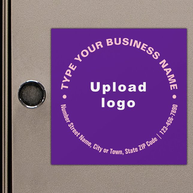 Circular Business Texts on Purple Magnetic Card (Build brand name awareness. Circular pattern texts of business brand on purple magnetic card.)