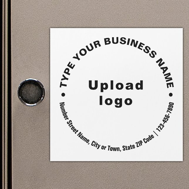 Circular Business Texts on White Magnetic Card (Build brand name awareness. Circular pattern texts of business brand on white magnetic card.)