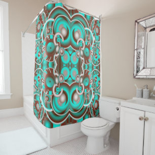 Circular Celestial Concentric Circles Pattern Shower Curtain