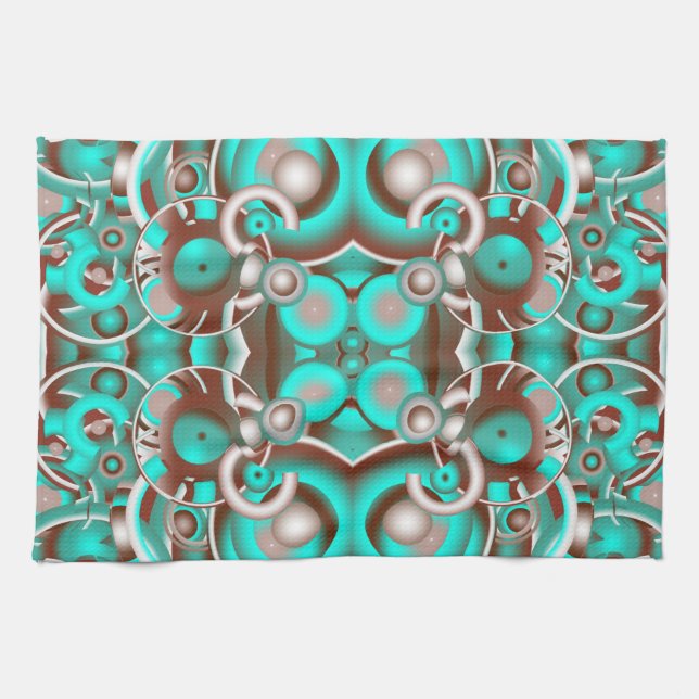 Circular Celestial Concentric Circles Pattern Tea Towel (Horizontal)