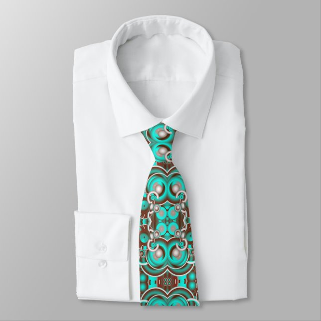 Circular Celestial Concentric Circles Patterned Tie (Tied)