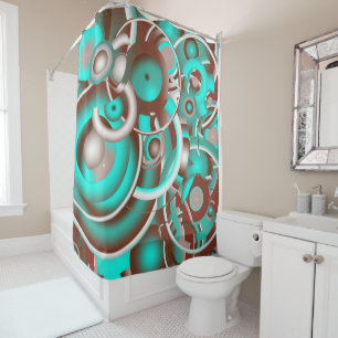 Circular Celestial Concentric Circles Shower Curtain
