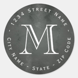 Circular Chalkboard Monogram Return Address Label