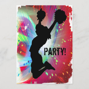 Circular Colorburst with Cheerleader Invitation