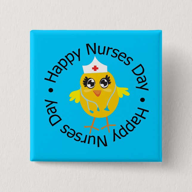 Circular Design Happy Nurses Day 15 Cm Square Badge (Front)