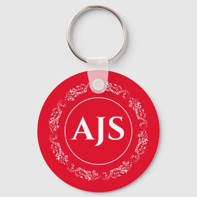 Circular design with Monogram Initials Key Ring (Front)