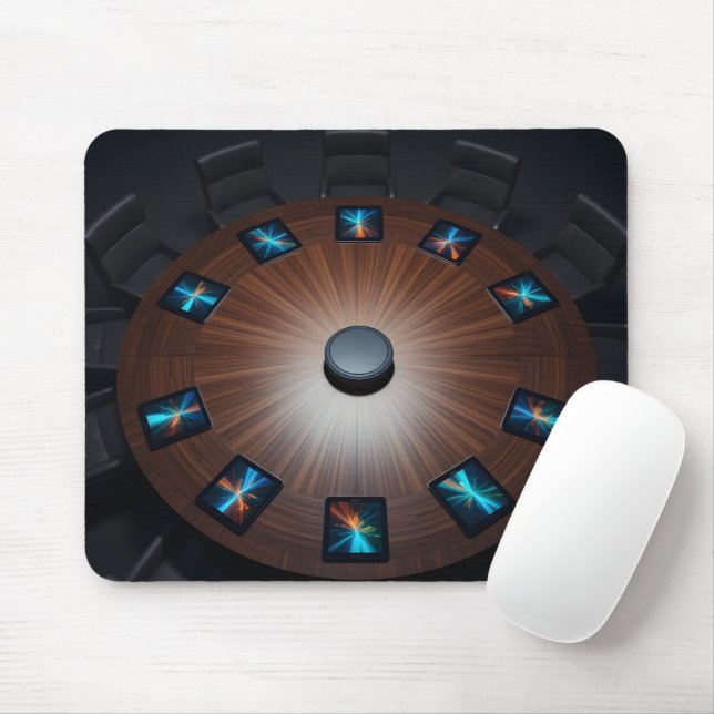 Circular Digital Meeting Mouse Pad (With Mouse)