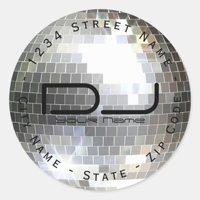 Circular Disco Ball Return Address Label (Front)