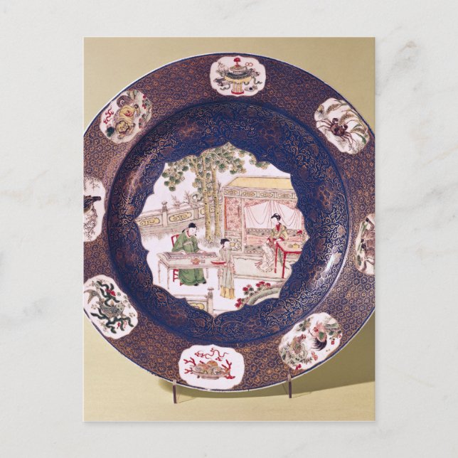 Circular dish with a musical scene postcard (Front)