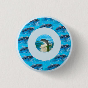 Circular Dolphin Pattern, 3 Cm Round Badge