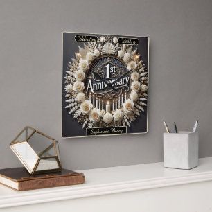 Circular Elegance for Anniversary Bliss Square Wall Clock