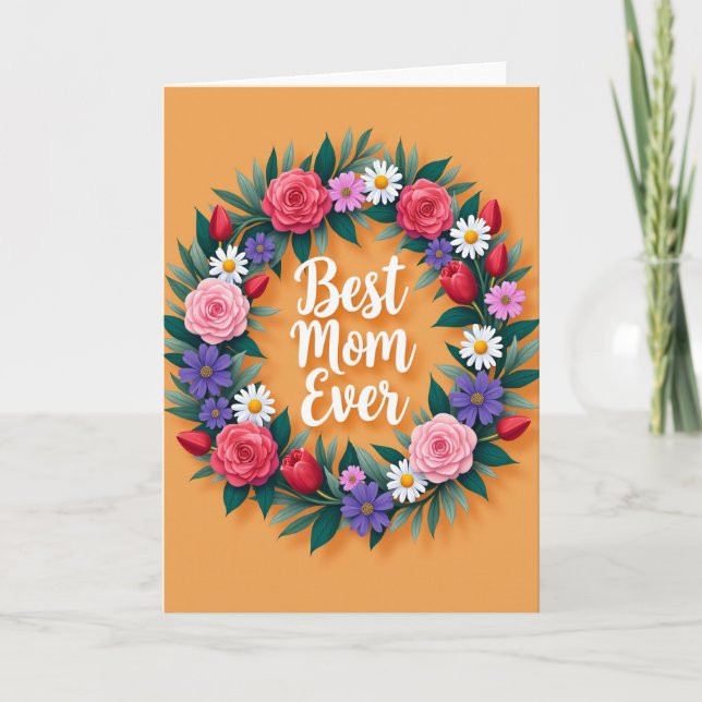 Circular Floral Best Mum Card (Front)