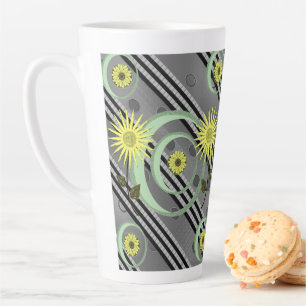 Circular Floral Stripe Latte Mug