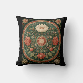 Circular Geometric Design, Forest Green, Cushion