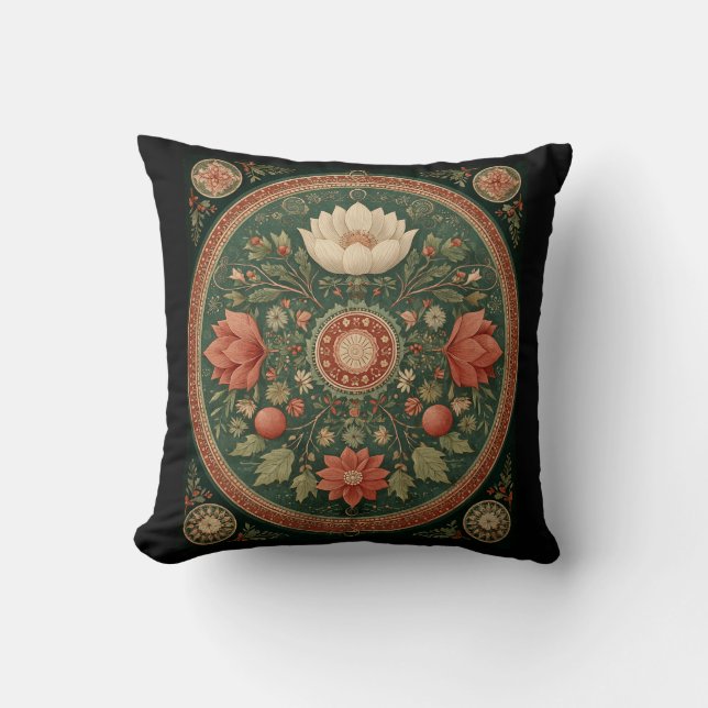 Circular Geometric Design, Forest Green, Cushion (Front)