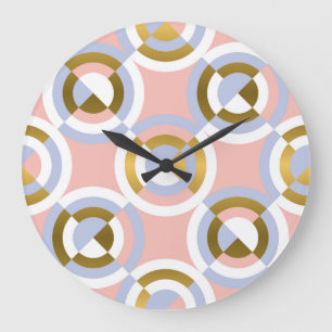 Circular Geometric Shapes: Colourful Vintage Kalei Large Clock