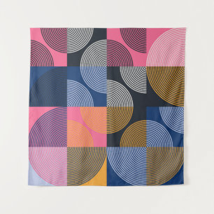 Circular Geometric Vintage Artwork Tapestry