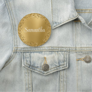 Circular Gold Glitter Blur Name Tag