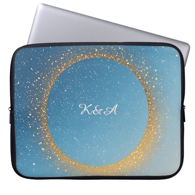 Circular Golden Dust Pattern Laptop Sleeve (Front)