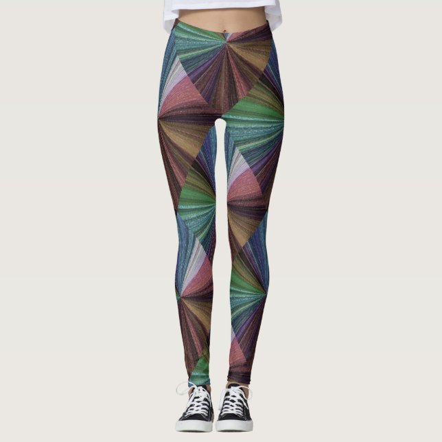 Circular Gradient Earthy Rainbow Leggings (Front)