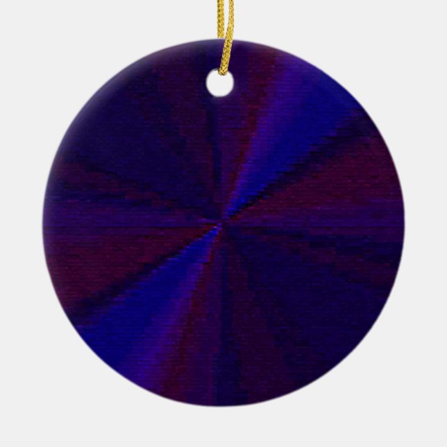 Circular Gradient Patchwork Blue to Purple Ceramic Ornament (Front)