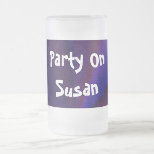 Circular Gradient Patchwork Blue to Purple Frosted Glass Beer Mug