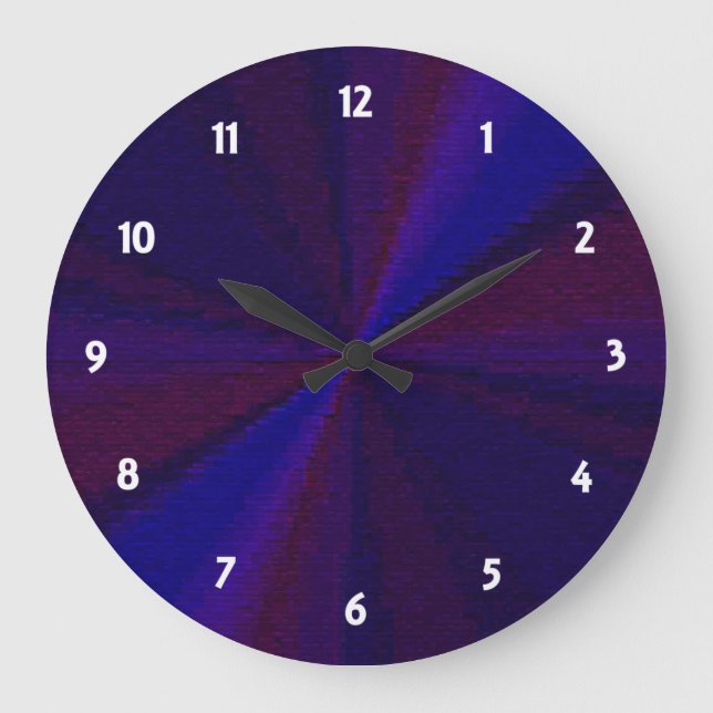 Circular Gradient Patchwork Blue to Purple Large Clock (Front)
