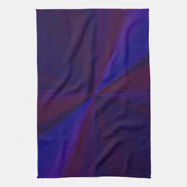 Circular Gradient Patchwork Blue to Purple Tea Towel (Vertical)