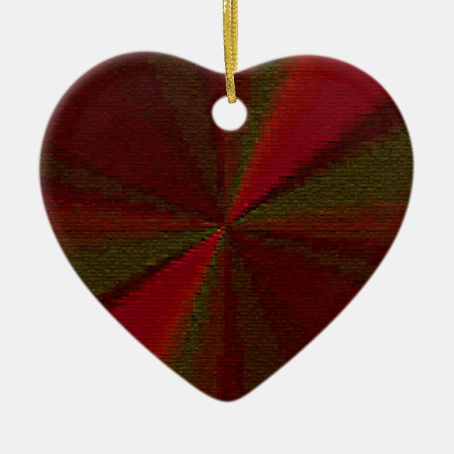 Circular Gradient Patchwork Red to Green Ceramic Ornament (Front)