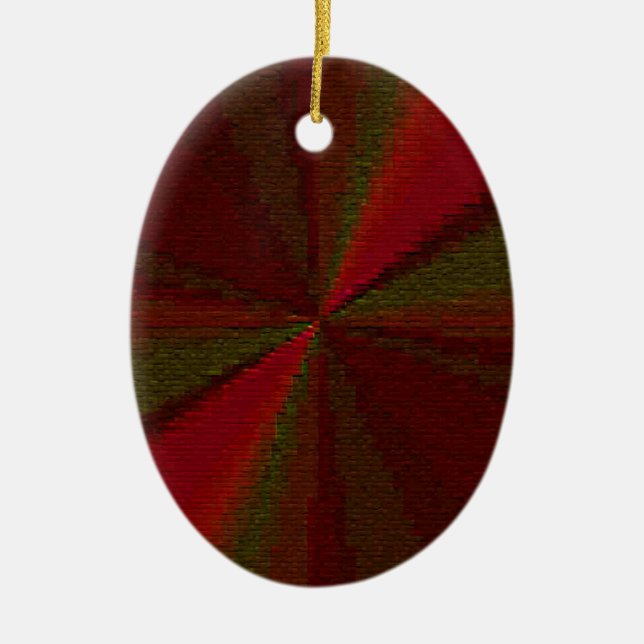 Circular Gradient Patchwork Red to Green Ceramic Ornament (Front)