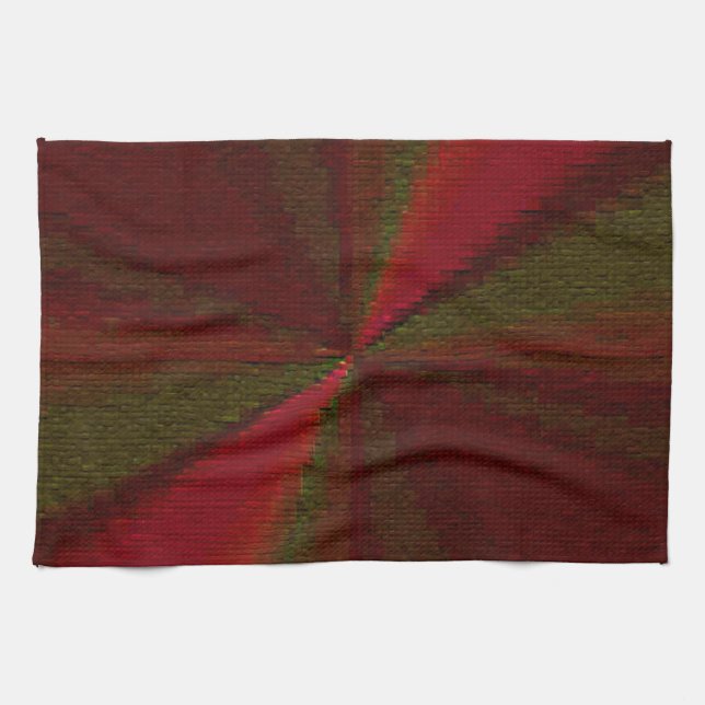 Circular Gradient Patchwork Red to Green Tea Towel (Horizontal)