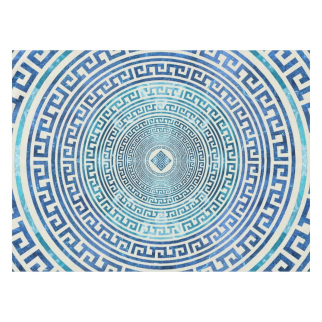 Circular Greek Meander Pattern - Greek Key Tablecloth (Front (Horizontal))