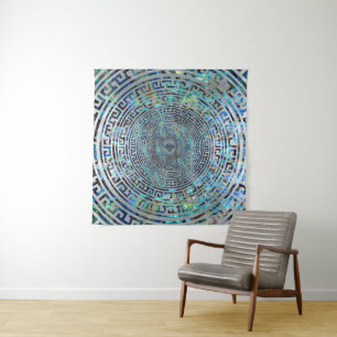 Circular Greek Meander Pattern - Greek Key Tapestry
