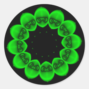 Circular Green Alien Abstract Classic Round Sticker