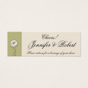 Circular Green and Creme Monogram Drink Tickets