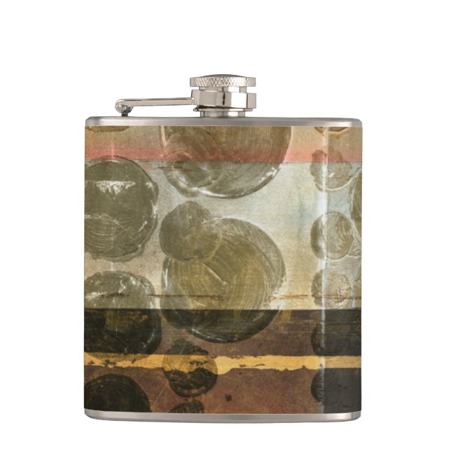 Circular Green Droplets Hip Flask (Front)