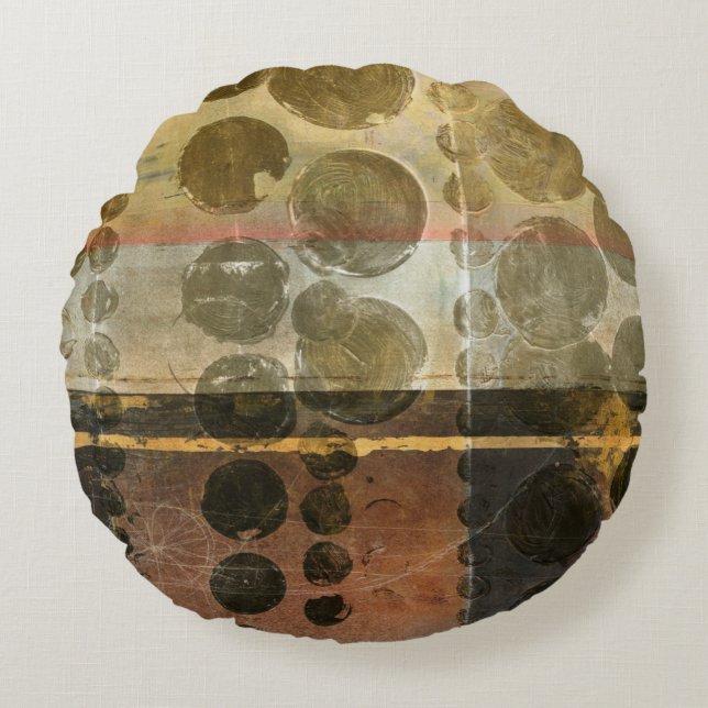 Circular Green Droplets Round Cushion (Front)