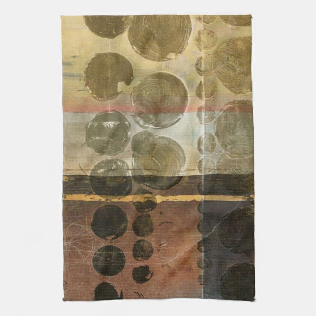 Circular Green Droplets Tea Towel (Vertical)