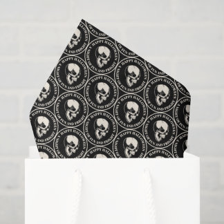 Circular Halloween Laughing Skull Pattern Black Tissue Paper